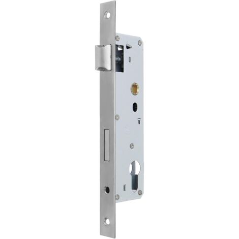 LARGEIGHT Serrure à encastrer monopoint serrure à mortaiser en acier inoxydable trou pour portes intérieures et portes de salle de bain, 92×30mm