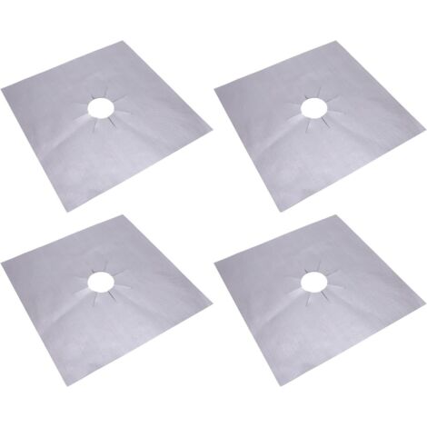 Protégeurs de Gamme de Gaz Réutilisables Non - Couvercle de Brûleur Stokkachel pour Cuisine Cuisine 4 Pcs Argent 270x270x0.12 Mm (1/5)