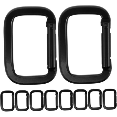10Pièces Mousquetons Noir Renforcé avec Boucle pour Main Camping Randonnée Voyage Accessoires Durables pour Usage (1/5)