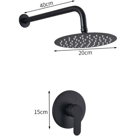 [JAMAIS UTILISÉ]Kit de garniture de douche à fonction unique Ensemble de robinet de douche mural 8" (environ 20,3 cm) Ensemble de pomme de douche et de poignée Ensemble de système (1/3)