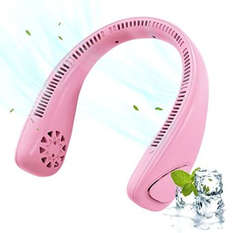 Ventilateur De Cou Portable Usb, Ventilateur Cou Sport, Ventilateur Tour De Cou Hand Fan, Ventilateur Silencieux Sans Pale Sans Fil, Ventilateur Visage Rechargeable Petit Batterie Rechargeable (Rose)