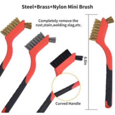 [JAMAIS UTILISÉ]Brosse Metalliques Brosse Métallique Kit 5 Pièces Avec Manche, Brosse Laiton, Brosse Nylon, Brosse Inox, Brosse Dure De Nettoyage pour Decapant Peinture Metal (1/5)