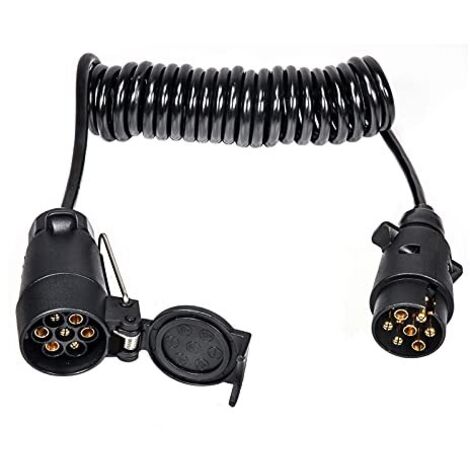 Prise Remorque 7 Broches Femelle avec Cable 2.5 m, 12v Adaptateur Prise Remorque, Accessoire Remorque, pour Voiture, Caravane Camion, Remorque, Véhicule Utilitaire (1/5)