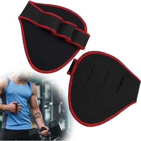 Lot de 2 coussinets de préhension de fitness pour tractions et musculation, coussinets en néoprène comme alternative aux gants, pour la gym, le crossfit et l'haltérophilie, unisexe, noir (1/5)