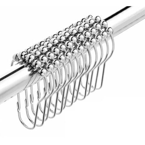 Anneaux de Douche,24 Pièces Anneaux pour Rideaux de Douche,Crochet Rideau Antirouille Coulissant pour Salle de Bain,Chambre à Coucher (1/5)