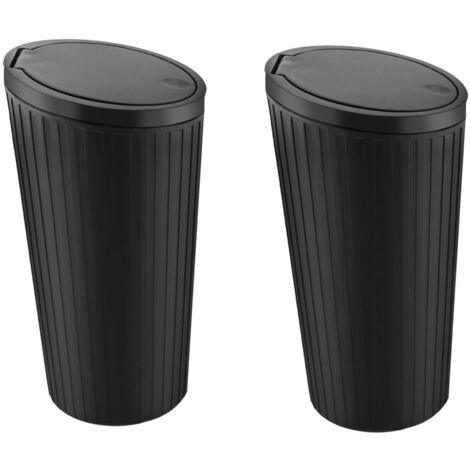 2 Piece Car Bin with Lid, Mini Car Interior Bins, Portable Car Bin Waterproof and Odour-Proof, for Car, Home, Kitchen, Camping (Black) (1/5)