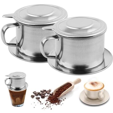 Vietnamise Coffee Dripper 2 Set en acier inoxydable Filtre de café vietnamien 3, 3x2.5In accessoires professionnels réutilisables réutilisables, dripper, filtre (1/5)