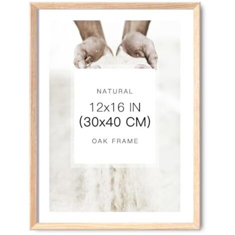Cadre photo minimaliste en bois de chêne 30,5 x 40,6 cm avec panneau avant en acrylique, cadre photo en bois massif naturel pour art mural, photo et impressions (1/5)