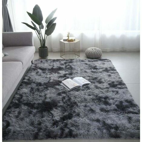 [JAMAIS UTILISÉ]Tapis de Salon Shaggy 160 x 230cm en Peluche Gris Foncé Fibre de Polypropylène Souple Tapis Antidérapante- (1/4)