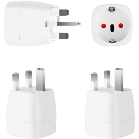 3 Pièces Adaptateur Prise Anglaise, Adaptateur Prise avec Dispositif de Protection de Sécurité, Adaptateur Prise Anglaise vers France pour Irlande, Angleterre, Ecossec et Dubaï (Type G) (1/5)