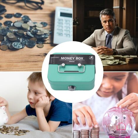 Caisse à Monnaie Verrouillable Mini - Boîte à Argent Avec Clé (Noir)