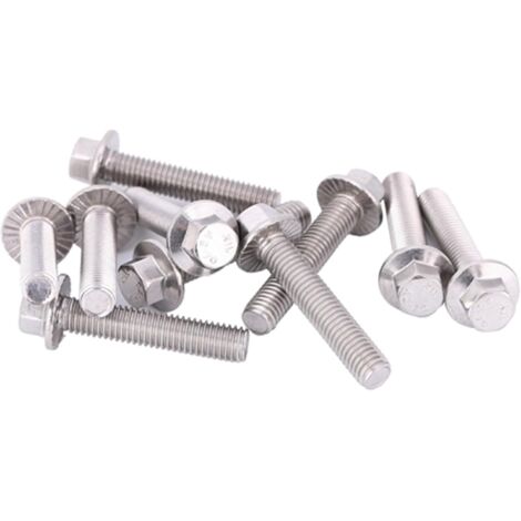 M8 en Acier Inoxydable SS304 Boulonneur de Tête de Capuchon de Bride Hexagonale 10pcs, 304 en Acier Inoxydable avec Bride Intégrée, pour L'industrie et la Construction avec des (M840) (1/5)