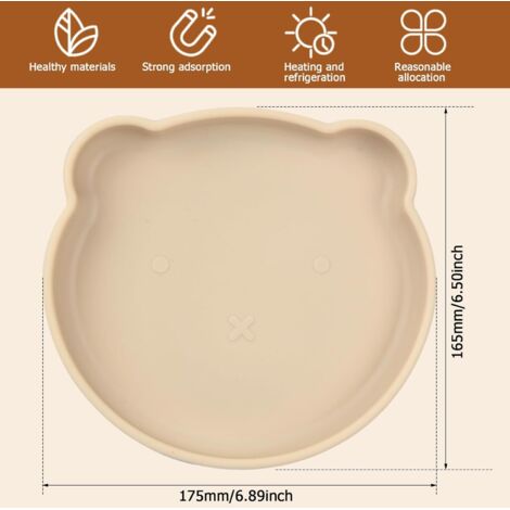 Coffret Repas Bébé Silicone Ventouse - Assiette Et Bol Anti-Dérapant Sans BPA, Vaisselle Bébé