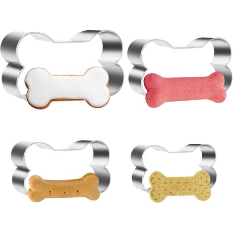 [JAMAIS UTILISÉ]Lot de 4 emporte pièces en forme d'os, Emporte pièce en forme d'os d'animaux, emporte-pièces en os en acier inoxydable, parfaits pour les friandises faites maison pour chiens, Facile à (1/5)