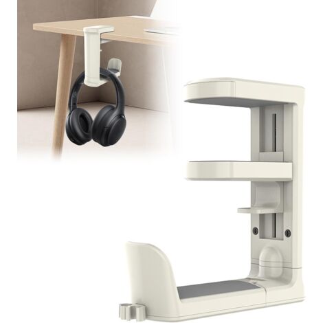 [JAMAIS UTILISÉ]Support à pince pour casque, support pour casque, support de casque, support de casque, rotatif à 360°, installation facile pour la plupart des écouteurs, blanc (1/5)