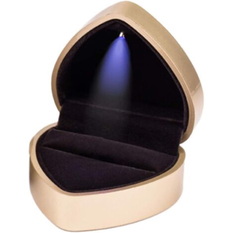 [JAMAIS UTILISÉ]BoîTe à Anneaux de Mariage LED en Forme de Coeur avec éTui à de Rangement D'Affichage Or (1/5)