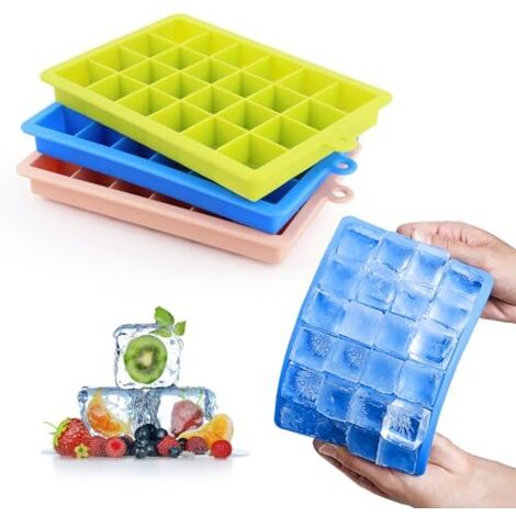 Moule à Glaçons, 3 Pièces Bac à Glaçon Silicone 24 Compartiments Bac à Glaçons en Silicone Empilable Bac à Glaçons pour Boissons Fruits Glaces Bébés (1/5)