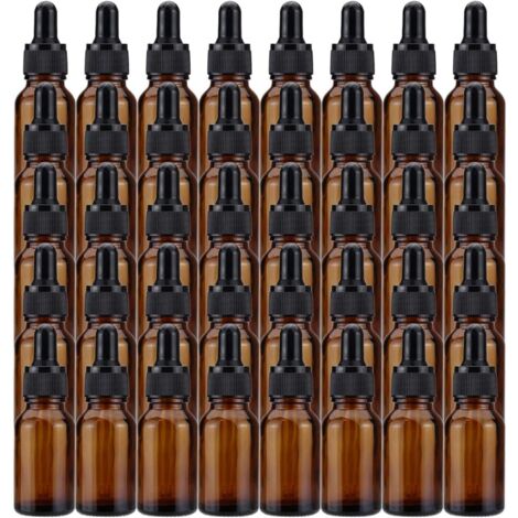 [JAMAIS UTILISÉ]Lot de 40 flacons en verre ambré avec pipettes compte-gouttes en verre pour huiles essentielles, parfums, aromathérapie, chimie, laboratoire, produits chimiques – 15 ml (1/5)