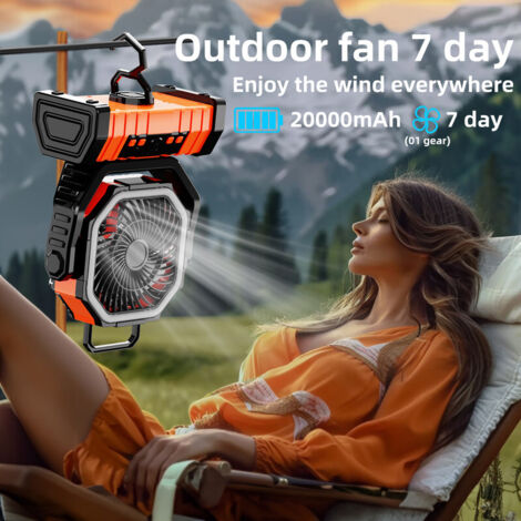 Ventilateur Rechargeable 20000mAh Avec LED Et Télécommande – Pour Camping, Bureau Et Maison