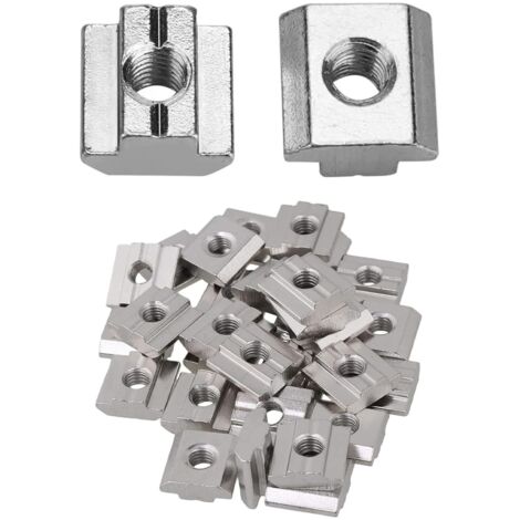 Écrous en T, 50 Piéces Écrous Coulissants en T, Têtes de Marteau de Meubles Fileté, Écrou de Marteau à Rainure en T, Ecrou pour Rainure en T M8, Ecrous Carrés M8 en T pour Profilé en Aluminium (1/5)