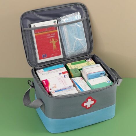 Trousse Pharmacie Voyage Grande Capacité - Trousse Médicaments Portable, Kit Secours Vert Pour Maison Bureau Voyages