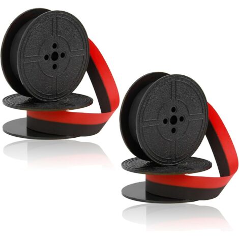 Bobine Machine écrire Premium 2 Rubans Machine à écrire Universels - Noir & Rouge - Nylon Qualité Premium - Compatible Plupart Modèles Machine A Ecrire