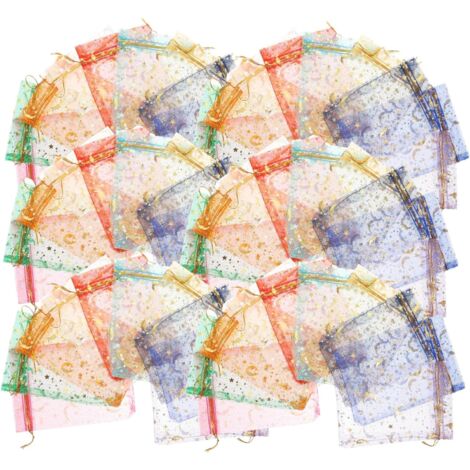 100 Estampés En Aluminium, À Bijoux En Organza, Pochettes À Bonbons Avec Cordon De Serrage, Pour Bijoux, Pochettes De Rangement Pour Bijoux, De Rangement En Organza, Pochettes À (1/5)