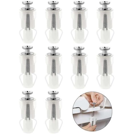 [JAMAIS UTILISÉ]10 Piece Toilet Seat Hinges Kit - Stainless Steel Toilet Seat Fixing Screws - Expansion Screws for Toilet Lid for Toilet Seat Replacement Kits (White) (1/5)