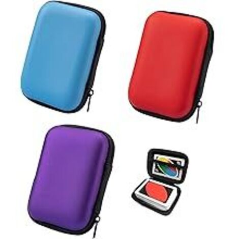 Lot de 3 Boîtes de Rangement pour Cartes UNO - Étui de Transport avec Cordon, Rouge, Formel (1/5)