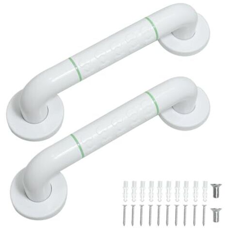 [JAMAIS UTILISÉ] Barre d'Appui pour Personnes Âgées, Lot de 2 de Barre d'Appui Douche 30cm - Blanc - Barre d'Appui WC Pour Salle de Bain en Acier Inoxydable, Barre de Maintien Douche (1/5)