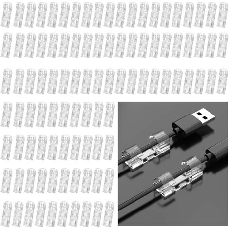 [JAMAIS UTILISÉ]Lot de 100 clips pour câbles. Clips adhésifs muraux, tableau. Clip câble adhésif. Ferme câbles muraux avec double adhésif. Organisation des câbles, serre-câbles adhésif. Gestion des câ (1/5)