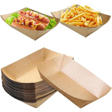 [JAMAIS UTILISÉ]50 Pièces Barquettes en Carton Kraft, Snack Bol, Bols en Carton, Biodégradable, pour Collations Frites Salade Sushis Gâteau (1/5)