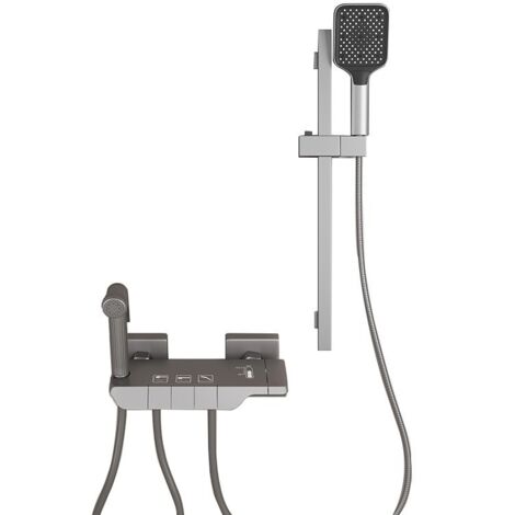 [JAMAIS UTILISÉ]Robinet Baignoire avec Douchette, 3 Fonctions Mitigeur Baignoire Mural Mitigeur Douche Hauteur Réglable Robinet Douche Laiton Robinet Salle Bain Baignoire Gris avec Douchette WC (1/5)