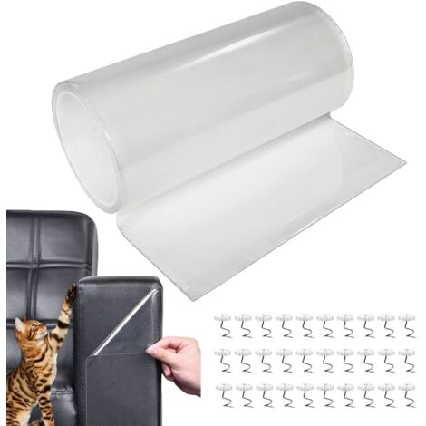 3 mètres ruban adhésif anti-rayures pour chats chiens. Protection anti-rayures pour chat avec 30 vis. Protection canapé rayures chat. Autocollant transparent anti-rayures pour canapé, chaises porte (1/5)