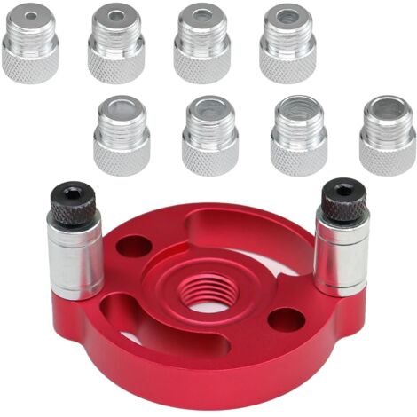 Localisateur de Guide de Perçage, Rouge Gabarit de Perçage avec Douilles de Perçage 3/4/ 5/6/ 7/8/ 9/ 10mm, Guide de Percage Bois pour Perçage et Repérage du Centre (1/5)