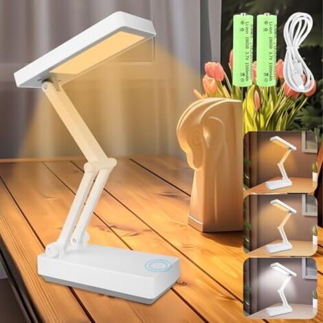 Lampe de Bureau sans Fil, 3000mAh Lampe de Chevet Tactile LED Lampe Portable Pliable avec 3 Luminosité Lampe Chevet Rechargeable pour Chambre à Coucher Lecture Apprentissage Bureau           [Classe é
