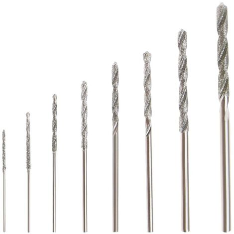 [JAMAIS UTILISÉ]8pcs Diamant Foret Hélicoïdal 0.8/1.0/1.2/1.5/1.8/2.0/2.5/3.0mm pour Jade Verre Perle Coquillages Adaptés pour Banc Perceuse Moulin Suspendu (1/5)