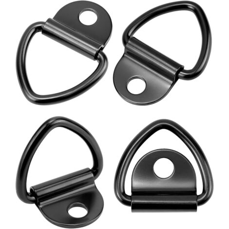 4 Pièces Anneaux En D De Réparation Pour Bateau Gonflable - PVC Inox Acier Noir - Uxcell