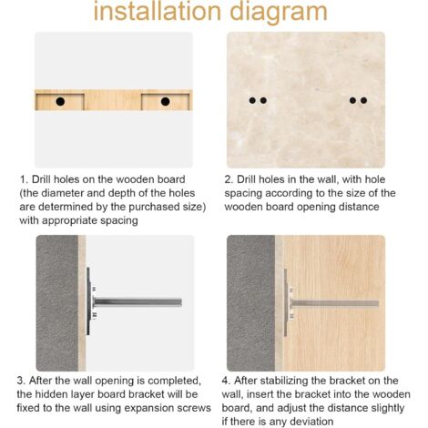 Gedotec SUPPORT Lot De 4 Supports D'étagère Réglables, Invisibles, En Fer Galvanisé, Pour Montage Mural, Pour Tablette