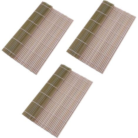 3 Pièces Natte Sushi 24 x 24 cm, Tapis en Bambou Naturel pour Cuisine, Rouleau pour Débutants et Professionnels (1/5)