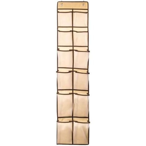 [JAMAIS UTILISÉ]Sac de Rangement pour Chaussures derrière la Porte Sac de Rangement en Non-tissé Sac de Rangement pour Finition à 12 Compartiments (Beige) (1/5)