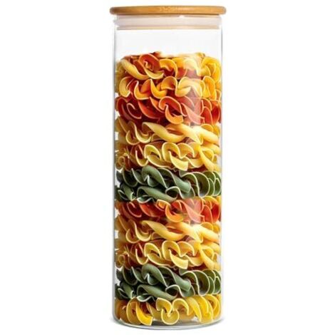 [JAMAIS UTILISÉ]Bocaux en Verre avec Couvercles en Borosilicate Hermétique Bocaux Conservation Verre pour Spaghetti, Farine, Café, Biscuits, Épices (2100 ml, 1 paquet)
