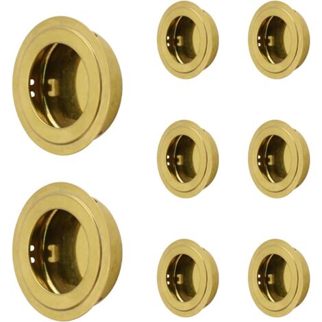 Gold Round Recessed Handle, 8pcs Stainless Steel Door Finger Pulls Concealed Concealed Door Handle Cup for Cupboard, Cabinet, Drawer, Dresser (1/5)