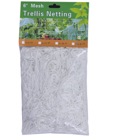 [JAMAIS UTILISÉ] Filet De Jardin Filet De Treillis en Polyester Filet De Soutien Aux Pois Végétaux pour l'escalade De Fleurs (Blanc)，48FT