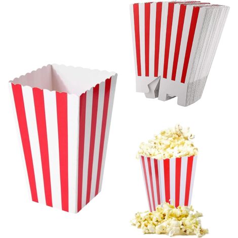 30 Sacs à Popcorn 28 Oz - Boîtes Pliable Rouge Et Jaune Noël Cinéma Anniversaire - Motifs Festifs Super Mignons