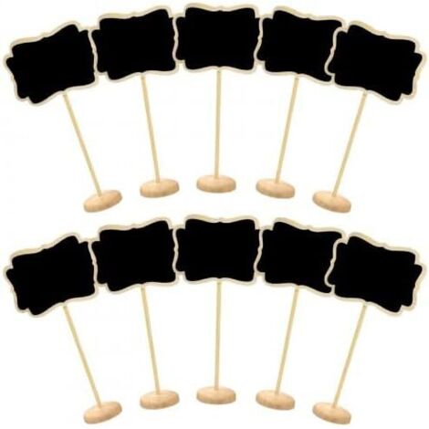 Lot De 20 Mini Tableaux Noirs En Bois Avec Support - Pour Marque-places, étiquetage, Messages, Mariage, Fêtes (10x7,5 Cm)