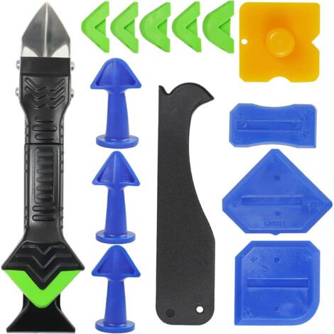 [JAMAIS UTILISÉ]15 Pcs Silicone Gasket Removal Tool 3 in 1 6 Interchangeable Silicone Pads Silicone Remover Remover for Kitchen Bathroom Floor Sink Window (1/5)