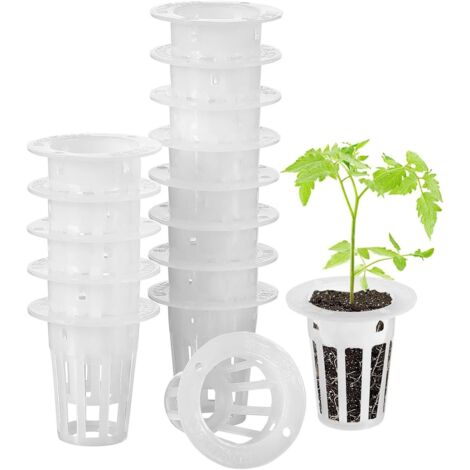 [JAMAIS UTILISÉ]20Pcs Panier Hydroponique Pots en Plastique Nets Couvercle de Jardin Panier de Seau pour Jardin Hydroponique Plantation Balcon(Blanc) (1/5)