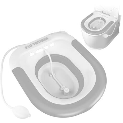 [JAMAIS UTILISÉ]Bidet Toilette WC, Bain de Siège Bidet avec Chasse d'eau, Pliable Sitz Bain Bassin Bain pour Soins Postpartum, Soulagement des Douleurs Hémorroïdaires et de la Vieillesse (gris) (1/5)