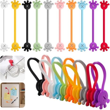 10 Pack Portable Silicone Magnetic Cable Ties Reusable Silicone Cable Ties for Schools Home (1/5)